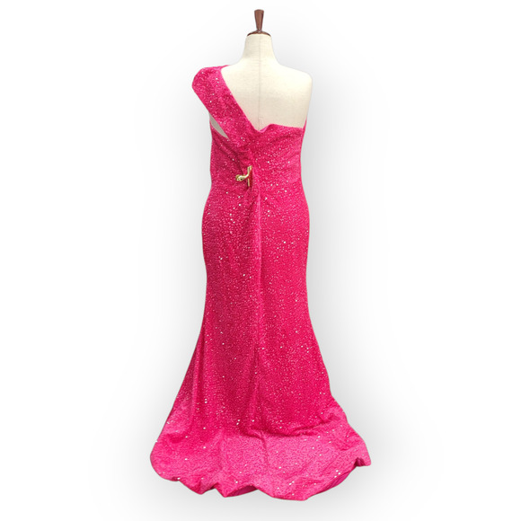 Hot Pink Evening Gown Size 24 - Picture 5 of 11